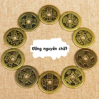 [Đồng nguyên chất] Đồng xu ngũ đế, xu phong thủy tài lộc, xin đài âm dương loại dày xịn