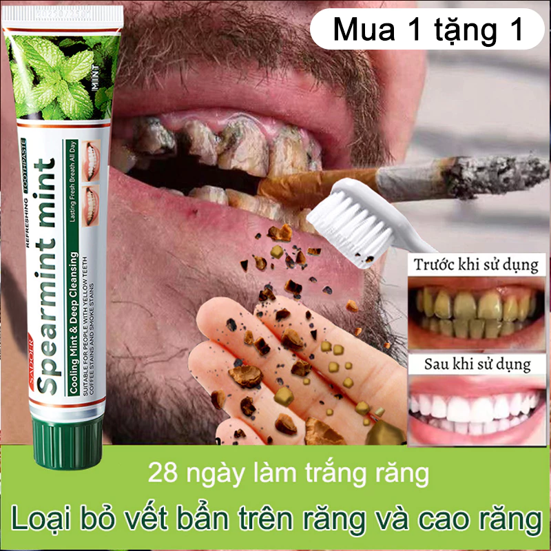 [Mua 1 tặng 1] Kem Đánh Răng Làm Trắng Răng loại bỏ cao răng hôi miệng tẩy ố vàng 100g,làm sạch răng làm mới hơi thở khử