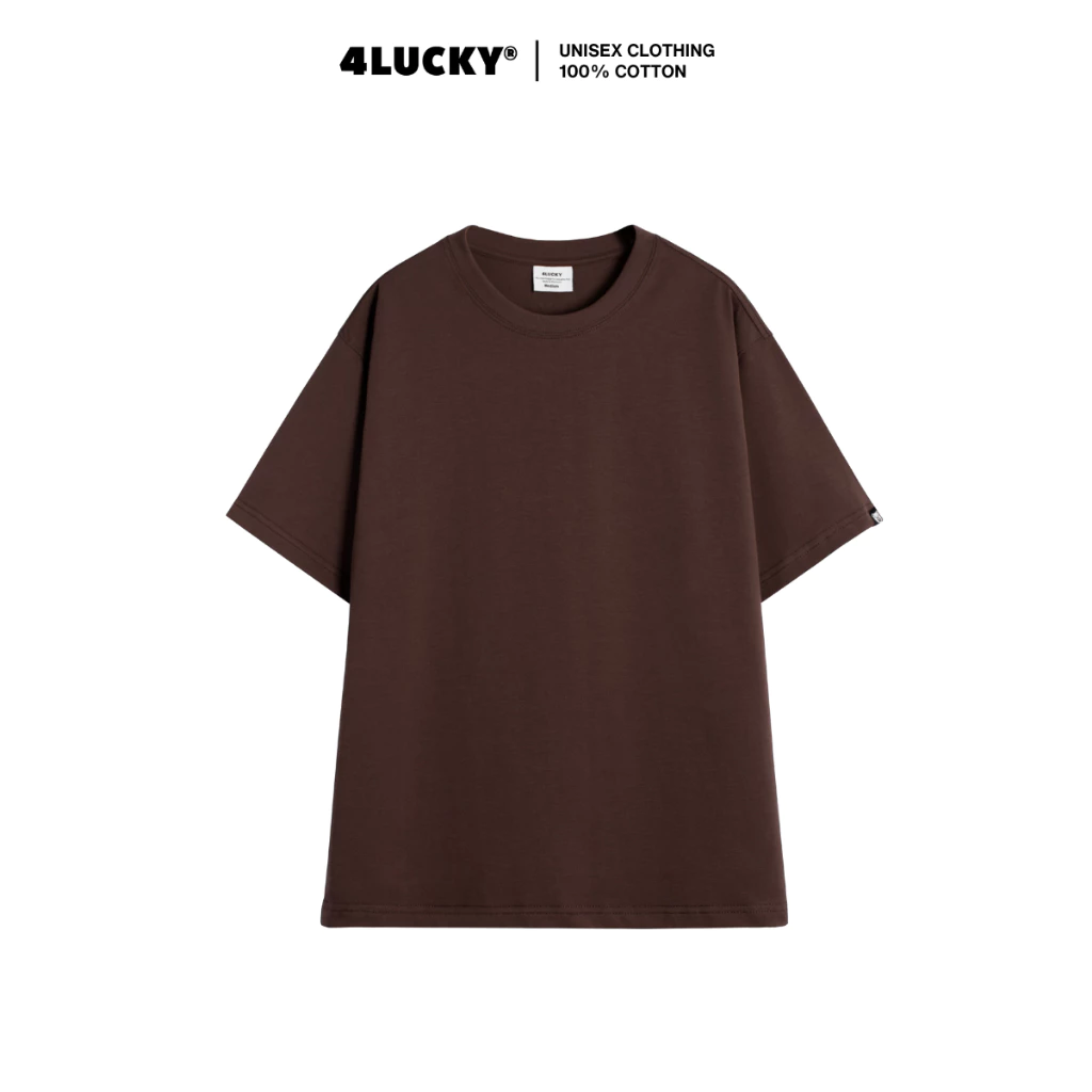 Áo Thun Nâu Trơn Unisex 4LUCKY 26001 - Áo Phông Tay Lỡ Form Rộng Oversize Streetwear