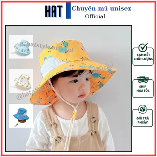 Mũ vành rộng chống nắng cho bé trai bé gái 2-7 tuổi  HAT, mũ rộng vành tai bèo cho bé trai hoạ tiết khủng long  BKE01