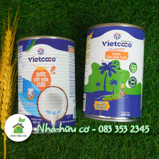 Nước cốt dừa tươi VIETCOCO thơm ngậy - Lon 400ml - Date: 1/2026 - Nhà hữu cơ