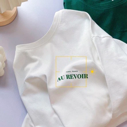 Áo thun 3158 YUSTUDIO form rộng áo thun unisex nam nữ trước ngực mẫu AU REVOIR