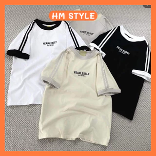 Áo phông baby tee nữ thêu chữ FEARLESSLY chất liệu cotton khô phong cách hiện đại mã SA777 HMStyle