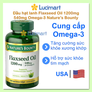 Dầu hạt lanh Flaxseed Oil 1200mg 540mg Omega-3 Nature’s Bounty hũ 125 viên [Hàng Mỹ]