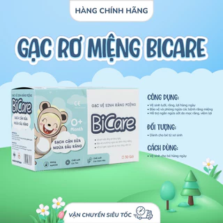 (Nhùn nhùn)Gạc rơ lưỡi thảo dược Bicare, làm sạch và bảo vệ khoang miệng, khỏi lo nấm lưỡi tưa lưỡi cho bé - 30 gói/hộp