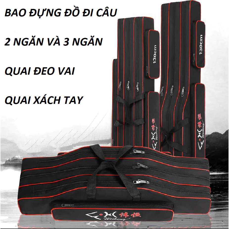 Túi Đựng Cần Câu Tay Đài Loan chống thấm nước Siêu Bền 2 ngăn cao cấp - Tui đen