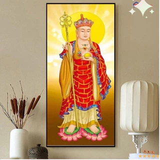 Tranh đính đá phật Địa Tạng Vương Bồ Tát, kích thước: 50x80cm (tranh chưa đính đá)