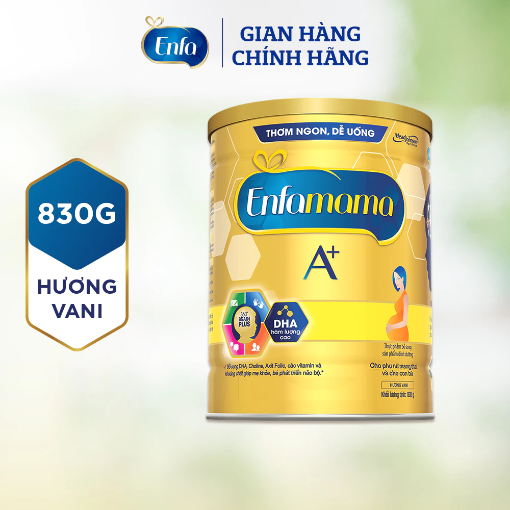 Sữa Bột Bầu Enfamama A+ với 360° Brain Plus  - Vị Vanilla - 830g