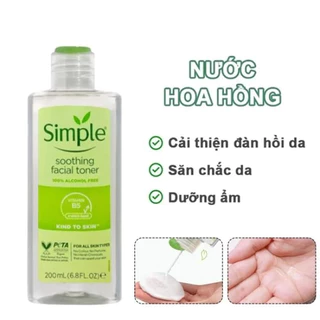 Nước hoa hồng Simple Toner làm dịu và cân bằng độ ẩm cho da - lành tính 200ml