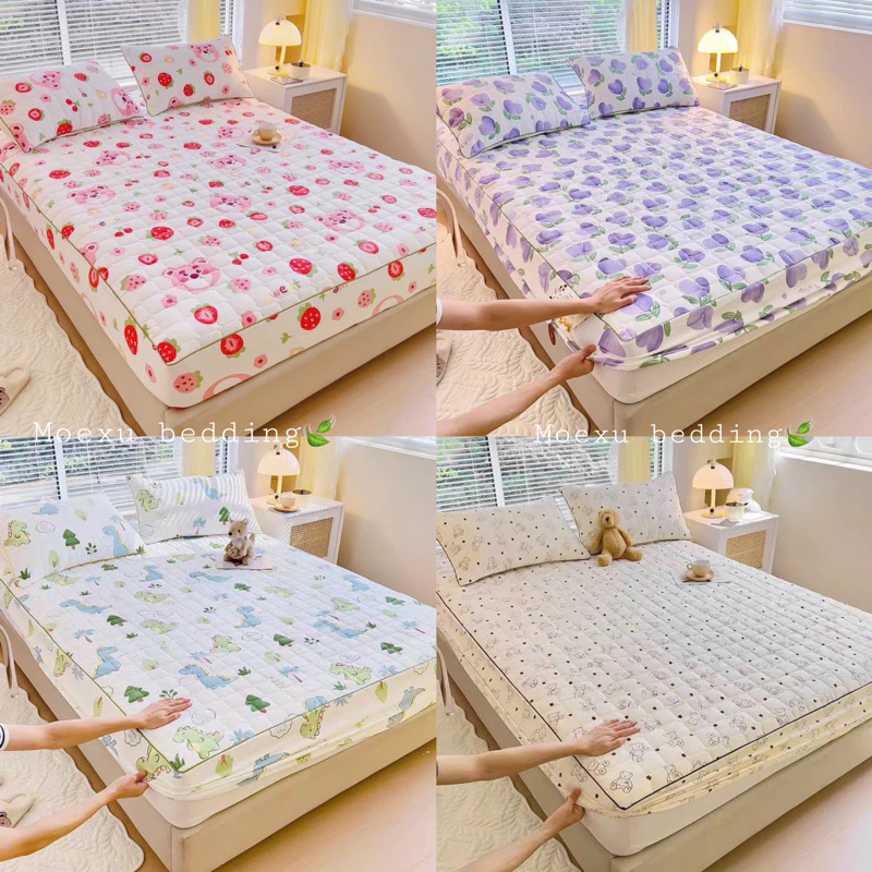 Bộ Ga Gối Trần Bông 3 Món Cotton Đũi Đậu Lành Mềm Mát Dùng Được 4 Mùa Màu Sắc Đa Dạng