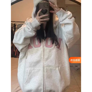 Áo Khoác Hoodie Nữ Zip LOOK,  Áo Khoác Nỉ Dây Kéo chất nỉ bông siêu dày Form rộng unisex tay bồng