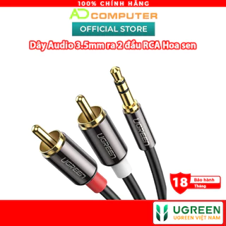 Dây Audio 3.5mm ra 2 đầu RCA Hoa sen UGREEN AV116 Hãng Phân Phối Chính Thức