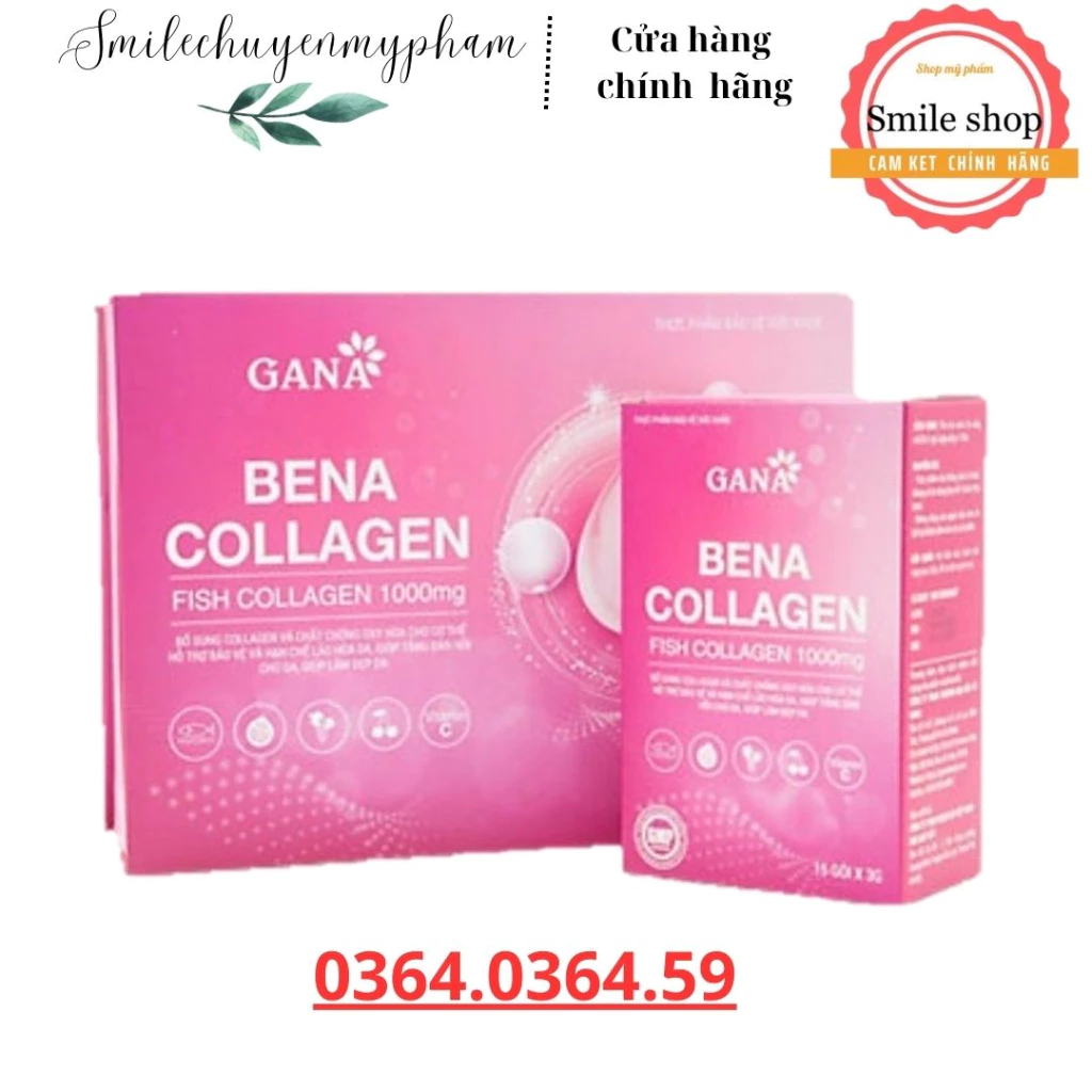 Colagen Benne, giúp da trắng sáng căng bóng mịn màng, hộp 30 gói