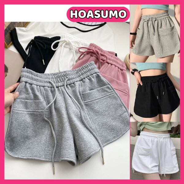 Quần đùi nữ mặc nhà, Quần short nữ thể thao,quần tập gym yoga vải da cá lưng thun thiết kế rút dây SQ1 HOASUMO