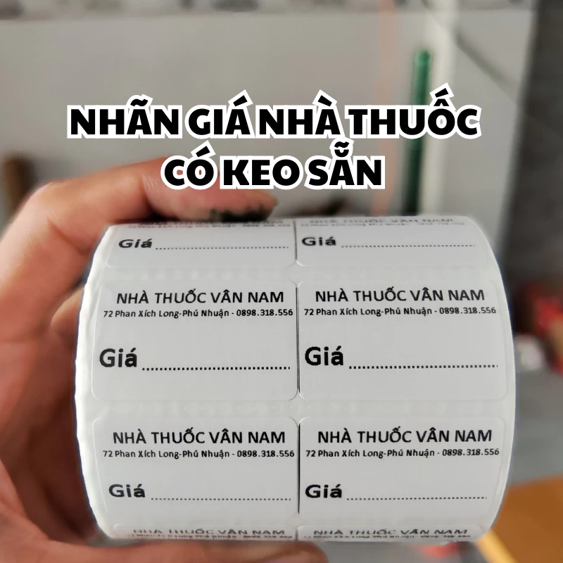 Nhãn Ghi Giá Cho Nhà Thuốc Thiết Kế Theo Yêu Cầu - Tem Giá Có Keo Sẵn