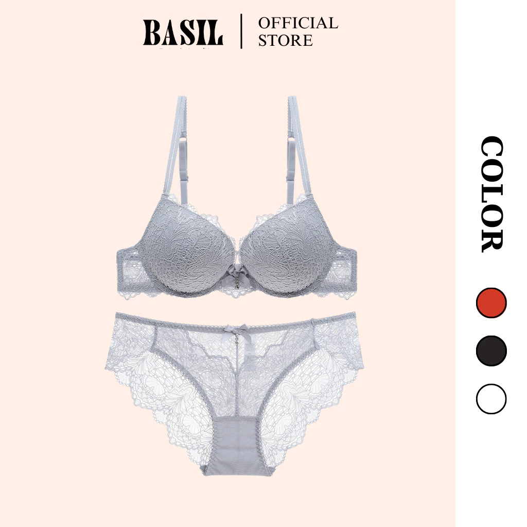 Set đồ lót cho nữ có đệm đẩy nâng ngực sexy, áo ngực phối ren gợi cảm hàng cao cấp QB23Basil Official