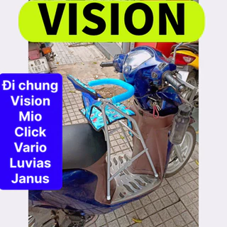 (Freeship) Ghế ngồi xe Vision cho bé ,ghế ga xếp sắt sơn tĩnh điện gấp gọn , ghế đi xe máy vision , ghế xe máy tay ga