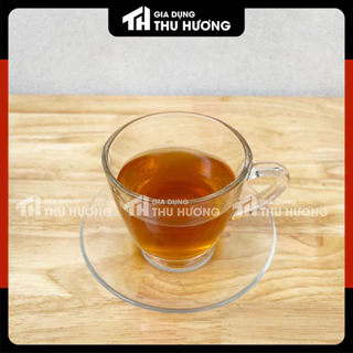 Bộ tách đĩa thuỷ tinh, uống cafe, uống trà, dung tích 247ml - Gia dụng Thu Hương