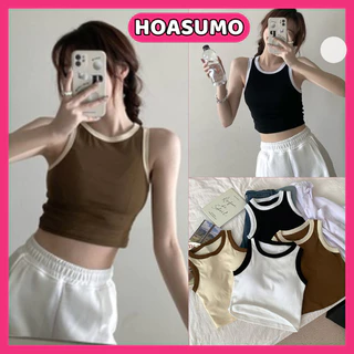 Áo croptop, Áo ba lỗ nữ sát nách vải bozip tăm hàn ôm body, gân mềm mát SA130 HOASUMO