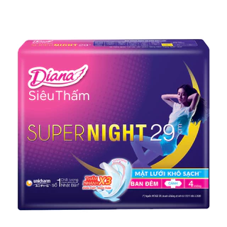 Băng vệ sinh ban đêm Diana Super Night 29cm (4 miếng/gói)