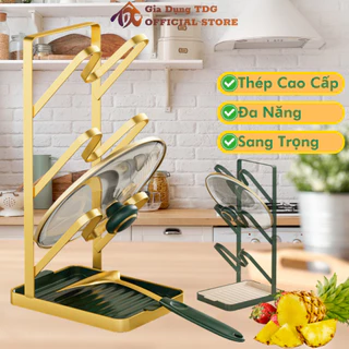 Giá Kệ Để Vung Nồi Nhà Bếp 3 Tầng Đa Năng Thông Minh Kệ Cài Nắp Xoong Inox Chống Trơn Trượt Phong Cách Bắc Âu