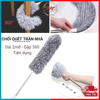 Chổi quét mạng nhện, trần nhà rút gọn cán inox dài chắc chắn