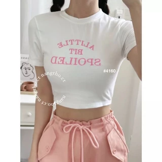 Áo Thun Croptop Dáng Ngắn Cọc Tay Hàng Thêu Chữ  SPOLLED --  Áo Croptop Mùa Hè Cho Bạn Nữ