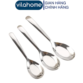 Thìa Phở Inox Vilahome, Muỗng Ăn Phở Inox Cán Trơn, Hàng Cao Cấp Sáng Bóng Bền Đẹp Tiện Lợi D001