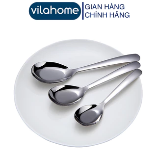 Thìa Inox Vilahome, Muỗng Ăn Inox Cán Dài Trơn Thon Đẹp Dùng Ăn Phở, Cơm, Cháo Tiện Dụng