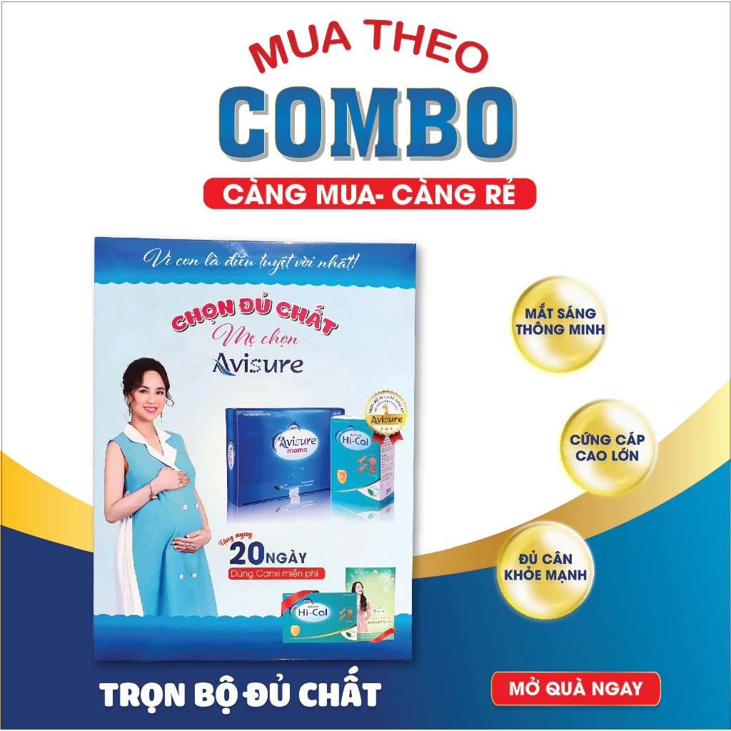 Combo sắt canxi DHA vitamin Avisure phiên bản đặc biệt (1 combo kèm quà tặng canxi Hical 20 viên)