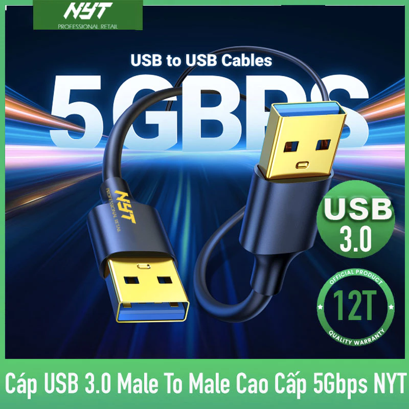 Cáp USB 3.0 Link Male To Male 5Gbps Cao Cấp NYT DLN102 - BH 12T Đổi Mới