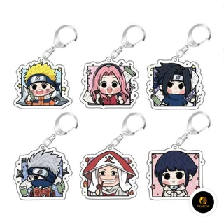 Móc khóa in hình Naruto ver CHIBI VUÔNG anime quà tặng chibi mica xinh xắn arcylic dễ thương