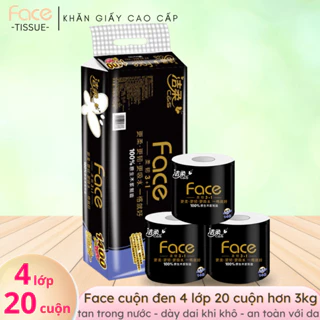 Giấy vệ sinh Face 4 lớp cao cấp 3kg 20 cuộn- Face Tissue- giấy face vn- giấy vệ sinh cuộn