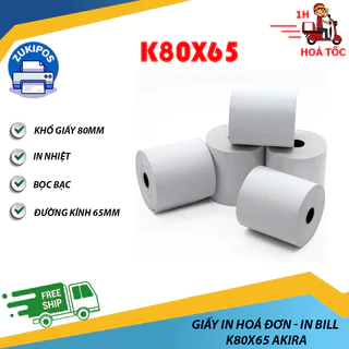 Giấy In Hóa Đơn In Bill K80x65 Akira Bọc Bạc Phi 65mm Hàng Chất Lượng Cao