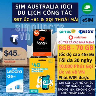 Sim du lịch Úc Sim nội địa Australia - New Zealand tốc độ cao 4G dung lượng khủng có phút nghe gọi