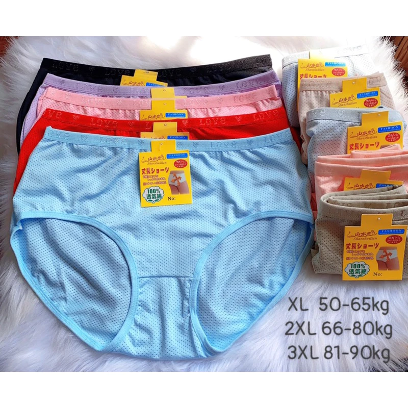 quần lót nữ cotton thông hơi lưng cao size 50-65