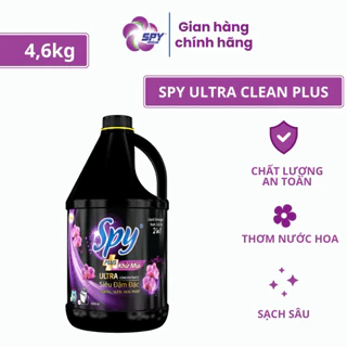 Can nước giặt xả SPY ULTRA CLEAN PLUS 4,6L màu TÍM 2 trong 1 Sạch sâu Thơm lâu Diệt khuẩn