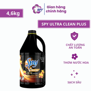 Can nước giặt xả SPY ULTRA CLEAN PLUS 4,6kg màu VÀNG 2 trong 1 Sạch sâu Thơm lâu Diệt khuẩn