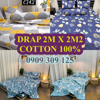 Drap 2mx2m2 cotton 100%, ga trải giường cao cấp chuẩn LOGO CTY