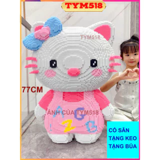 mô hình lắp ráp mèo hello kitty 77cm đồ chơi Xếp hình nano 3d cho bé yêu TẶNG BÚA TẶNG KEO