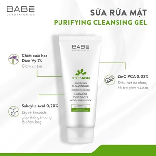 (HÀNG CÔNG TY) SỮA RỬA MẶT BABE STOP AKN PURIFYING CLEANSING GEL 200ml CHO DA DẦU, MỤN