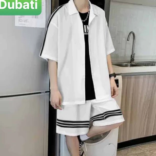 SET ÁO SƠ MI NAM GÂN TAY NGẮN DAS PHỐI QUẦN ĐÙI ỐNG RỘNG LƯNG THUN ĐẸP PHONG CÁCH CAO CẤP MỚI - DUBATI FASHION