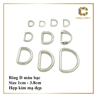 Khoen D (ring D) màu bạc - phụ kiện làm túi xách