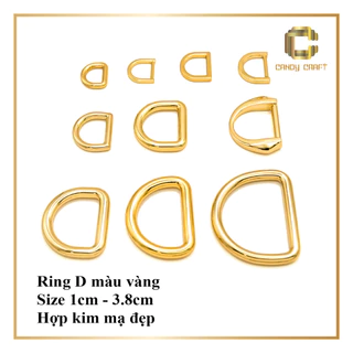 Khoen D (ring D) màu vàng - phụ kiện làm túi xách