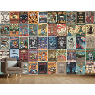 Decal poster retro tranh dán tường, trang trí quán coffee, quán trà sữa - HNDecor