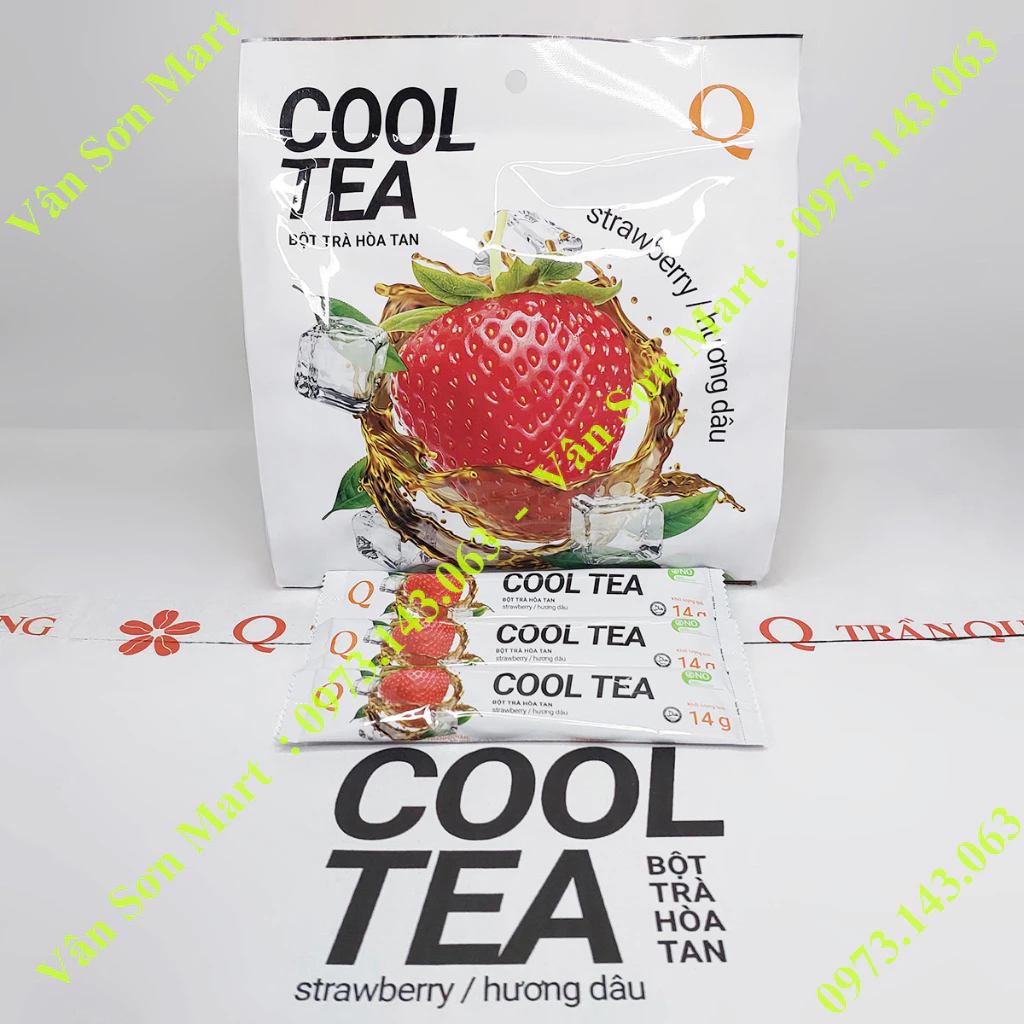 Trà Dâu Cool Tea Trần Quang bịch 336g (24 gói dài x 14g)