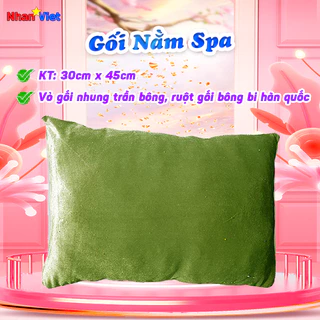 Gối nằm spa nhung mềm 💞𝟑𝟎𝐱𝟒𝟓💞gối spa cao cấp, vải nhung êm ái, đàn hồi, lâu xẹp, đường may đẹp