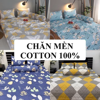 Chăn mền cotton 100% cao cấp, LOGO chính hãng chần bông êm mềm