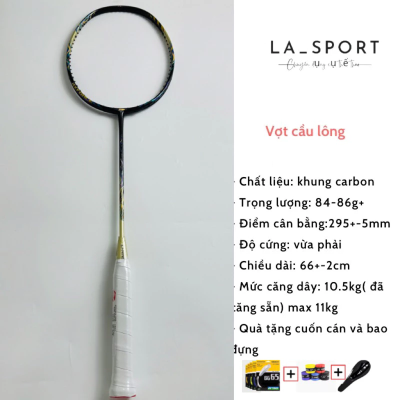 Vợt cầu lông Lining Axfox 100 khung carbon, căng sẵn 11kg tặng kèm bao đựng và quấn cán
