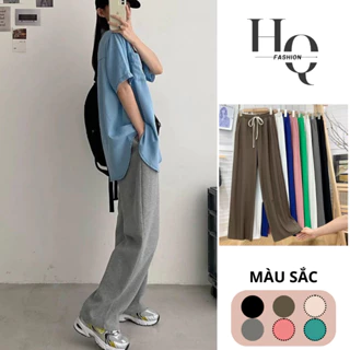 Quần xuông ống rộng nữ có dây rút chất tổ ong dày dặn cao cấp phong cách unisex cạp chun co dãn nhiều màu rất đẹp-HQ